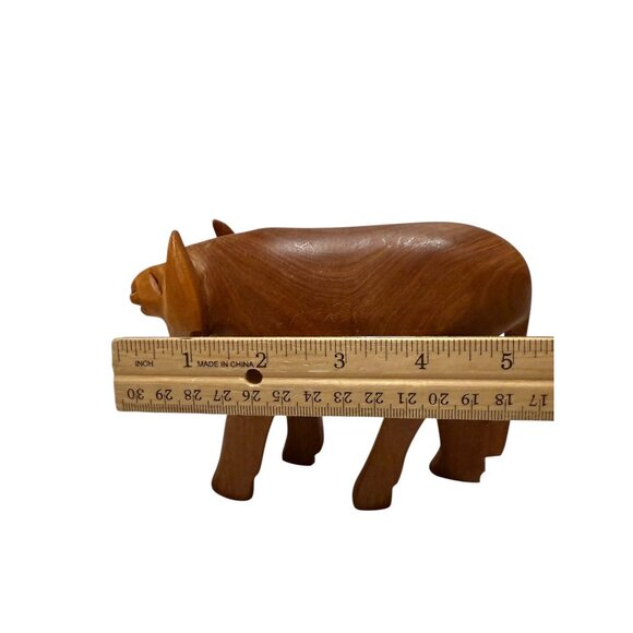 Hand-Carved Wooden Buffalo Figurine Wood Decor - Picture 7 of 7